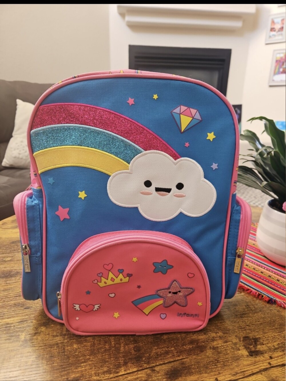 Little Kid Rainbow Cloud Backpack - Blue & Pink